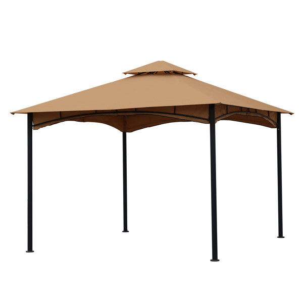 11x11 Ft Outdoor Patio Square Steel Gazebo Canopy With Double Roof For Lawn,Garden,Backyard