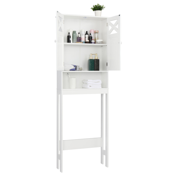 Double Door Fork Toilet Cabinet White