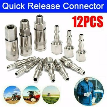 12x Air Line Hose Fittings Compressor Connector Quick Release 1/4\\" 3/8\\" BSP Tool