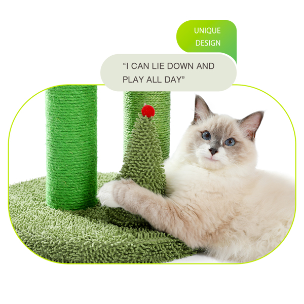 Cactus Cat Scratching Post with Natural Sisal Ropes, Cat Scratcher for Cats and Kittens