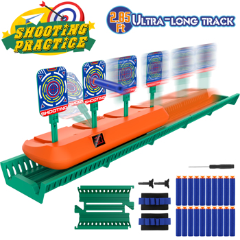 (ABC)Running Shooting Targets for Nerf Guns, Electronic Scoring Targets with 2.8ft Moving Track, Auto Reset Targets, Spe.