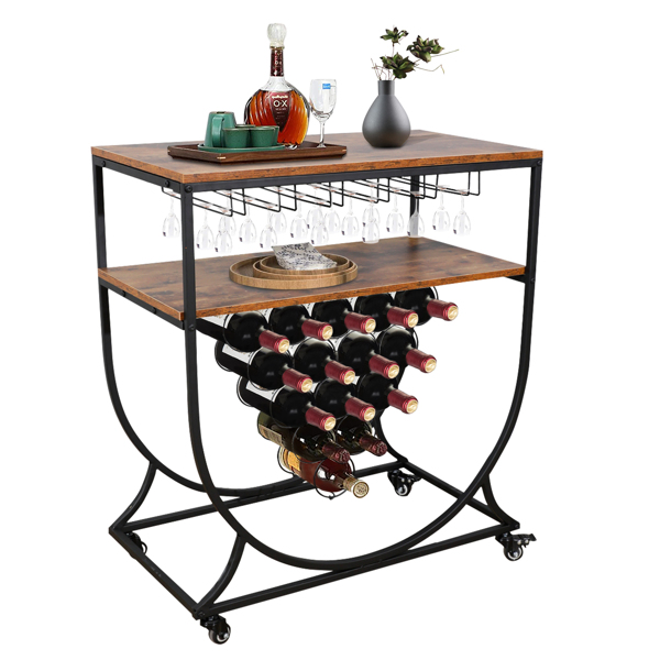 Wine Rack Cart with Glass Holder