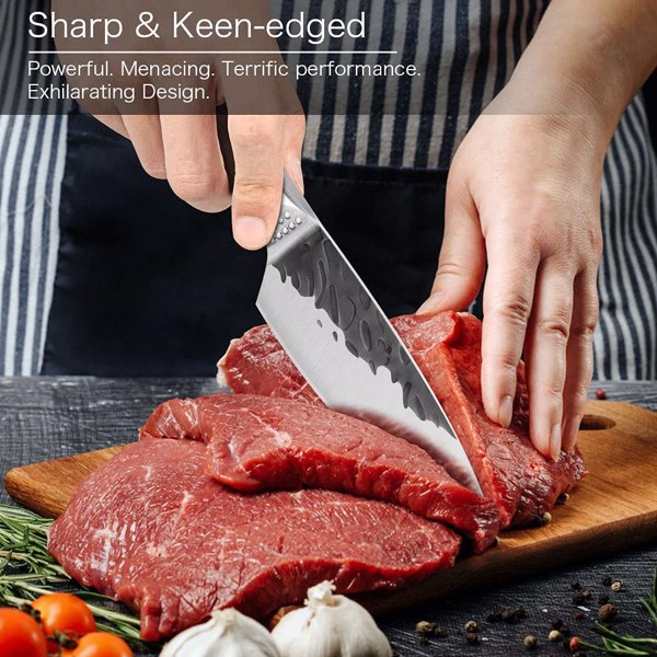 (Prohibited on Amazon) Chef Knife with Cloth Sheath& Knife Sharpener, Stainless Steel Boning Knife,High Carbon Steel Meat Cleaver Knife Multipurpose Kitchen Knife