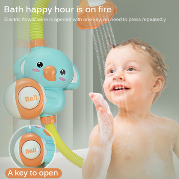  Children Bath Toy Cartoon Elephant Baby Bath Toy Bathtub Shower Nozzle Suction Cup Rotating Spray Faucet Bath Toy