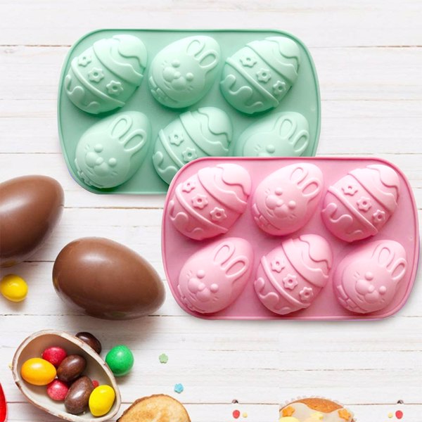 3D Easter Silicone Molds 6 PCS in Large Size and Medium Size, In Shapes of Easter Egg, Bunny, Chicken, Carrot, Easter Chocolate Molds Candy Molds for Baking, Party Supplies