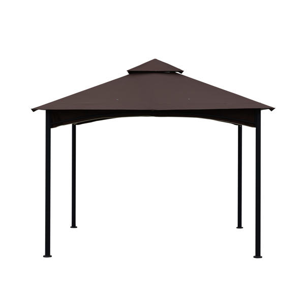 11x11 Ft Outdoor Patio Square Steel Gazebo Canopy With Double Roof For Lawn,Garden,Backyard
