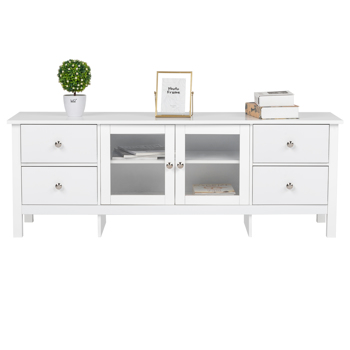 FCH Simple MDF Spray Paint Two-Door 4-Pump TV Cabinet White