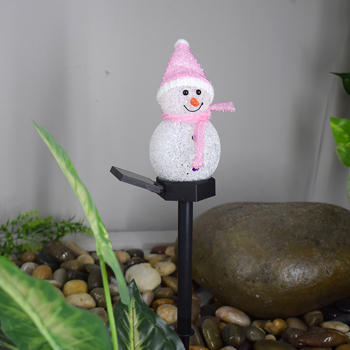 Solar Powered LED Pink Snowman Light Decor Outdoor Garden Stake Lamp Christmas Decor