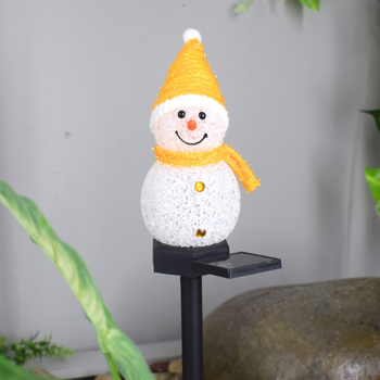Solar Powered LED Yellow Snowman Light Decor Outdoor Garden Stake Lamp Christmas Decor 