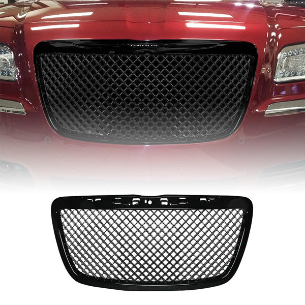 LEAVAN Black Luxury Mesh Front Bumper Hood Grille Fits 2011-2014 Chrysler 300 300C