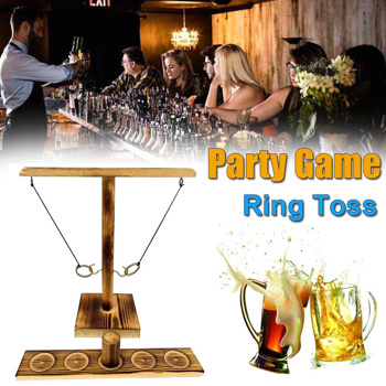 Hook and Ring Game Ring Toss Games with Shooting Ladder Set, Wooden Ring Throwing Game for Adults and Children-Handmade Suitable for Party,