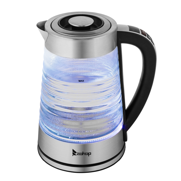 HD-251L 2.2L 110V 1100W Electric Kettle With Wave Body High Borosilicate Glass Blue Light With Electronic Handle