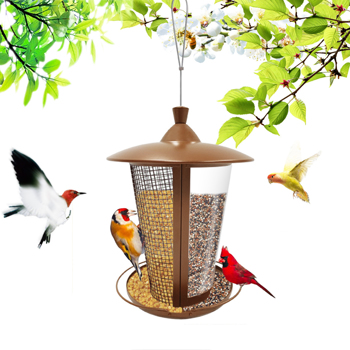 2 In 1 Hanging Bird Feeder Vintage Metal Multifunctional Practical Decorative Portable Large Capacity Outdoor House Seed Feeder for Garden Courtyard Home Decoration