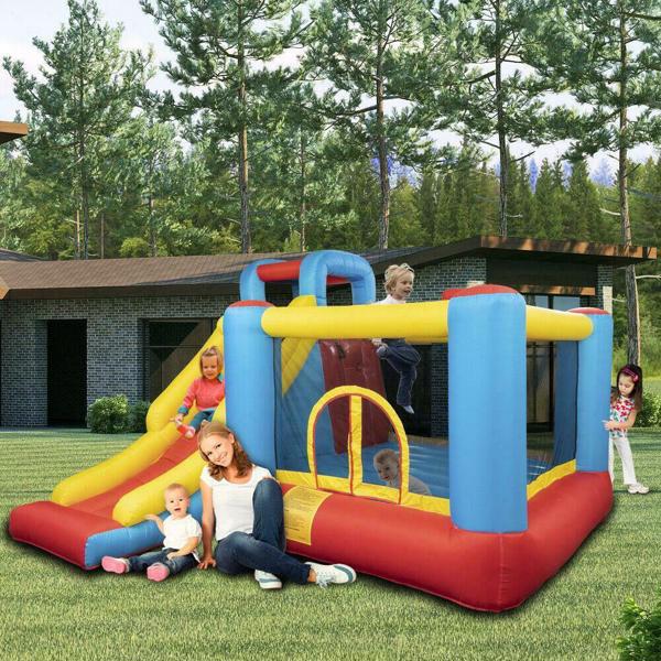 420D 840D Oxford cloth jumping surface slide trampoline with fan inflatable castle n001