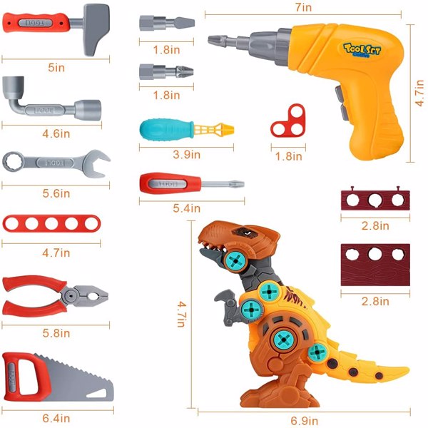 ( Amazon Banned)Take Apart Dinosaur Toys for Kids Toys Toolbox Construction Building  with Electric Drill, Dinosaur Toys Christmas Birthday Gifts Boys Girls