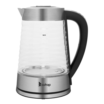 ZOKOP HD-251L 2.2L 110V 1100W Electric Kettle With Wave Body High Borosilicate Glass Blue Light With Electronic Handle