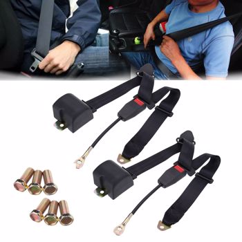 2 Sets Universal 3 Point Inertia Seat Belt Kit Car Truck Adjustable Safety Belts【WISH prohibited sales】
