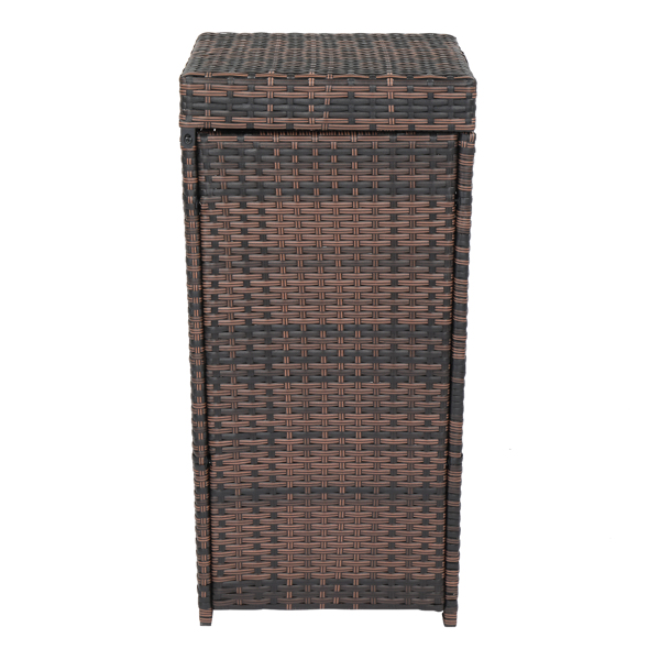 With Top Cover Iron Frame Rattan Trash Can Brown Gradient