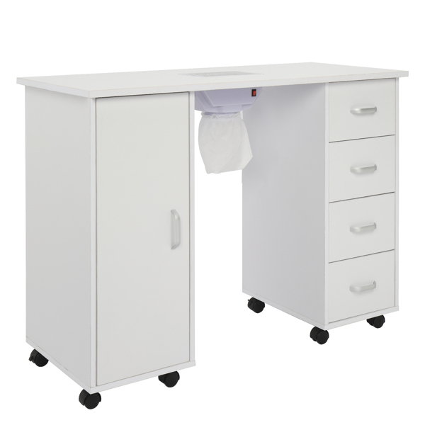 MDF Single Door 4 Drawers With Fan White Nail Table