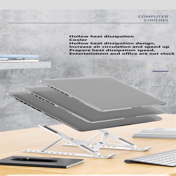 Laptop stand folding vertical plastic portable lifting desktop cooling base bracket (white)