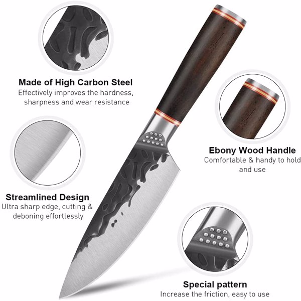 (Prohibited on Amazon) Chef Knife with Cloth Sheath& Knife Sharpener, Stainless Steel Boning Knife,High Carbon Steel Meat Cleaver Knife Multipurpose Kitchen Knife