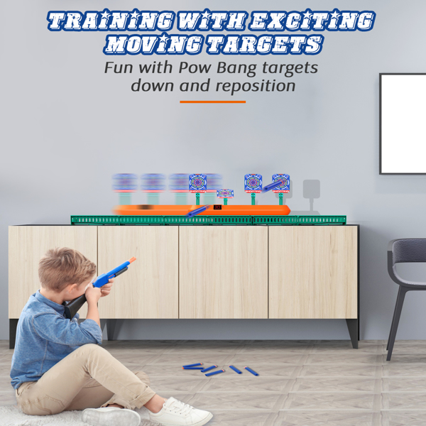 (ABC)Running Shooting Targets for Nerf Guns, Electronic Scoring Targets with 2.8ft Moving Track, Auto Reset Targets, Spe.