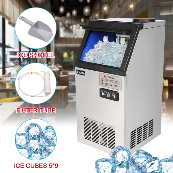 BY-90PF 495W 68KG / H 120V / 60HZ American Standard Stainless Steel Transparent Cover Commercial Ice Machine
