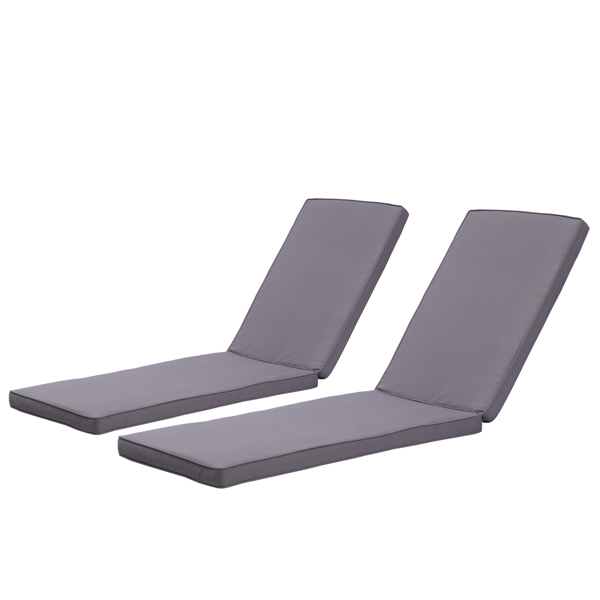 2PCS Set Outdoor Lounge Chair Cushion Replacement Patio Funiture Seat Cushion Chaise Lounge Cushion（Gray）