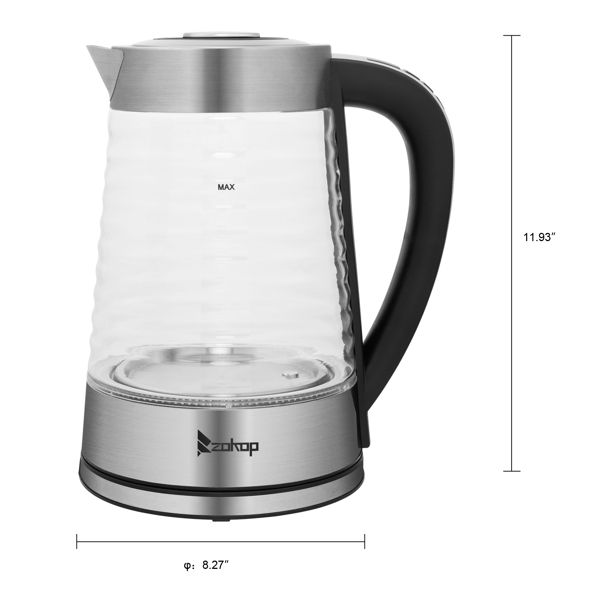 HD-251L 2.2L 110V 1100W Electric Kettle With Wave Body High Borosilicate Glass Blue Light With Electronic Handle