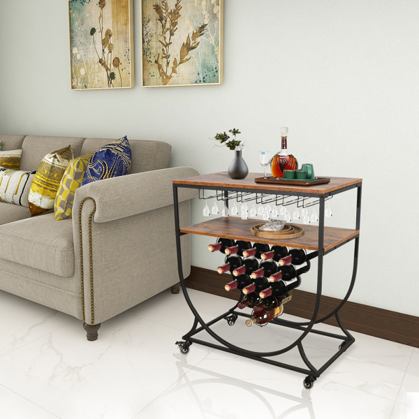 Wine Rack Cart with Glass Holder