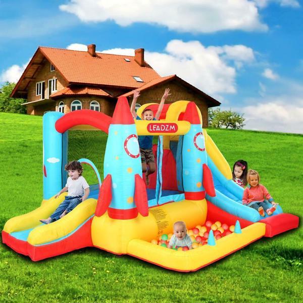 420D 840D Oxford cloth jump surface rocket with fan inflatable castle n001