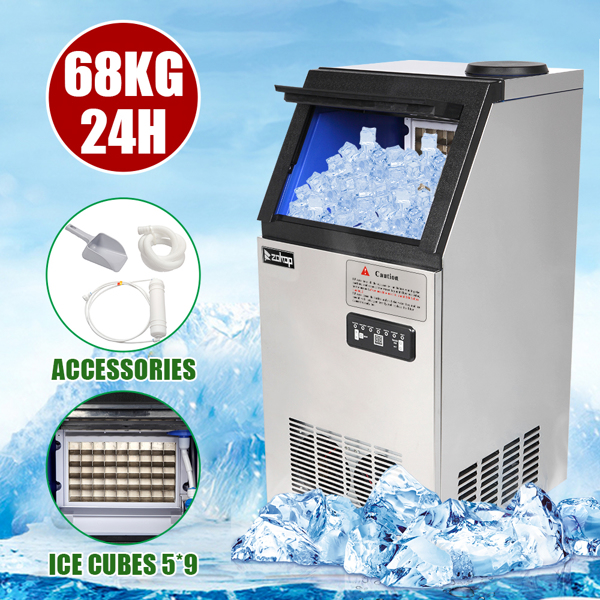 BY-90PF 495W 68KG / H 120V / 60HZ American Standard Stainless Steel Transparent Cover Commercial Ice Machine