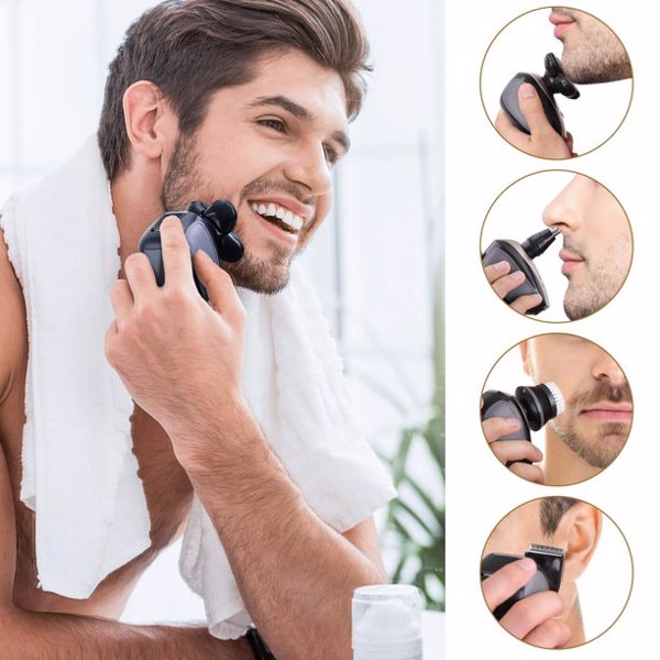 5 in 1 4D Shaver Hair Clipper Nose Hair Washer Face Washer 5 in 1 Rotary Shaver Head