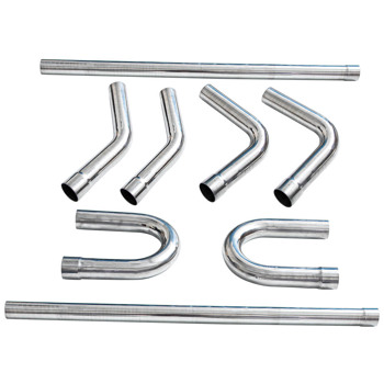 8PCS 2.25\\'\\' Exhaust Tube Pipe Straight & 180 Degree U-Bend Kit Steel Universal