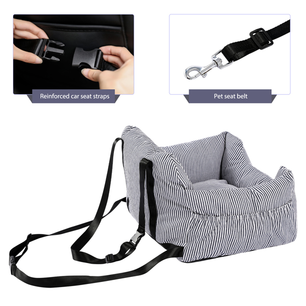 Dog Car Seat Pet Booster Seat Safety Bed for Cars on Travel with Safety Belt and Removable Cushion for Small & Medium Dog