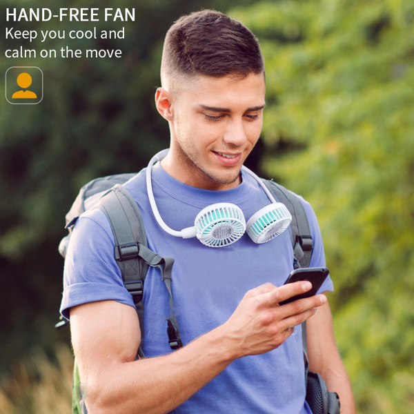 (ABC)Personal Neck Fan 2600mAh Battery Operated Neckband Fans, Ultra Quiet Hands Free USB Portable Fan with 6 Speeds, Strong Wind, 360° Adjustable Wearable Sport Fan for Home Office Outdoor Travel