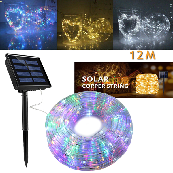 39.36ft 100LED String Lights Solar Powered Lamp Chains PVC Light Decoration Bulbs LED Lighting Decor with 8 Lighting Modes IP67 Waterproof for Patio Garden Walkway Party