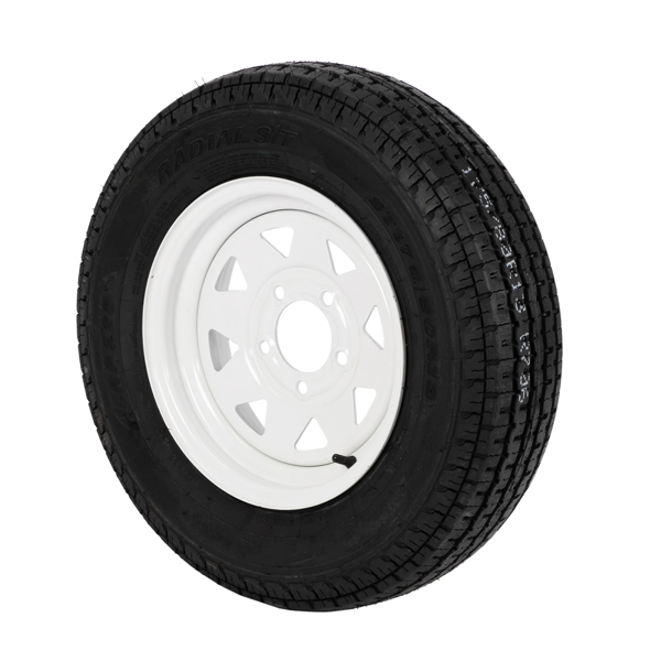2-Pk Trailer Tire & Rim ST175/80R13 13" Load C 5 Lug White Spoke