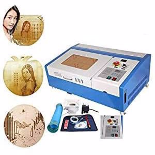 Ridgeyard Co2 40W Laser Engraving Machine 12x8 inch CO2 USB Port Laser Cutting Cutter Engraving DIY Cutter Crafts with Water Pump Upgrade On 4 Wheels (Blue) 【WISH prohibited sales】