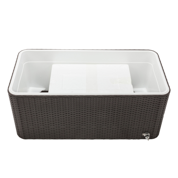 80QT Rattan Square Legs Cooler with Shelf 