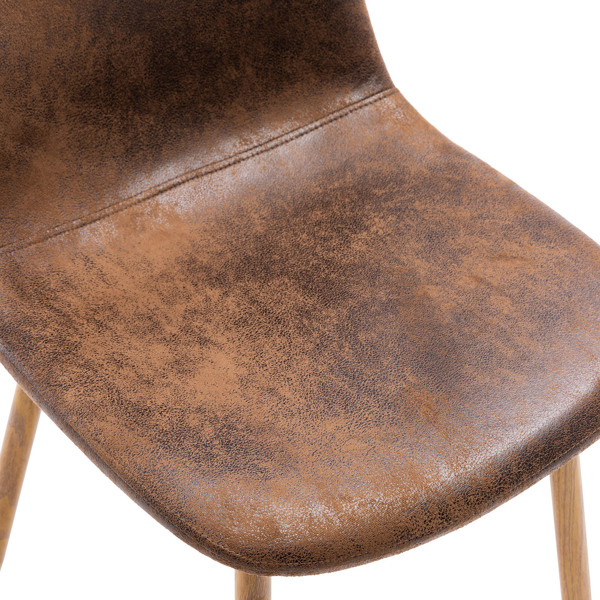 Set of 6 Suede Cover Dining Chairs leather brown