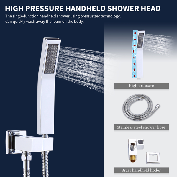 Shower System Shower Faucet Combo Set Wall Mounted with 10" Rainfall Shower Head and handheld shower faucet, Chrome Finish with Brass Valve Rough-In