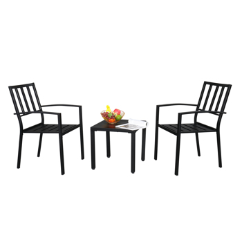 Backrest Vertical Grid Wrought Iron Dining Table Set