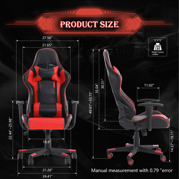 GIVENUSMYF gaming chair, computer chair with lumbar support, height adjustable gaming chair with headrest and 360° swivel office chair, suitable for office or gaming