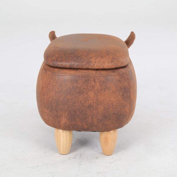 Decorative animal storage stool for kids, ottoman bedroom furniture, brown kids footstool, cartoon chair for home with solid wood legs, decorative footstool for office, bedroom, living room