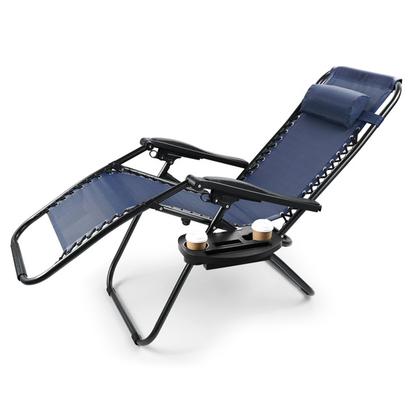 Set of 2 folding deck chairs resilient sun loungers blue
