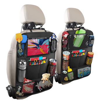 2pcs Car Seat Storage Bag Multi-Function Storage Bag Ipad Car Hanging Anti-Kick Back Rear Seat Protector Backrest Child Seat Pad