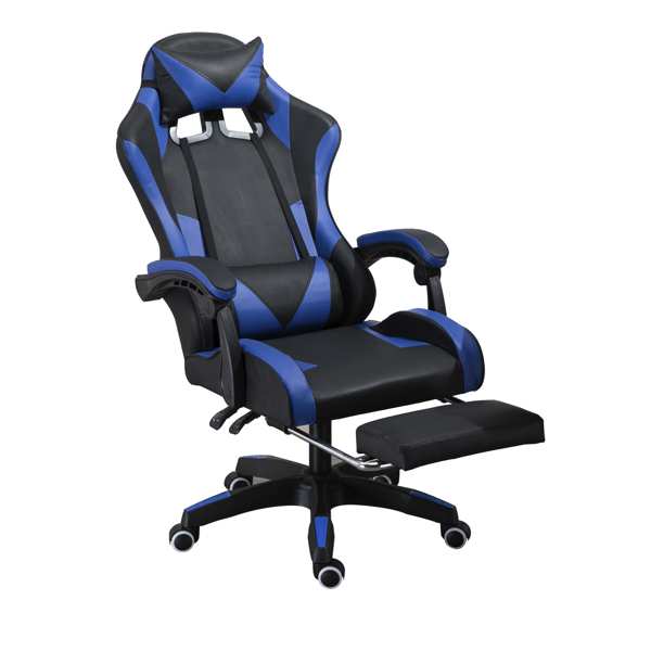 PU gaming chair, swivel recliner with adjustable backrest and seat height, high back gaming chair with footrest, office chair with 360° swivel, suitable for office or gaming