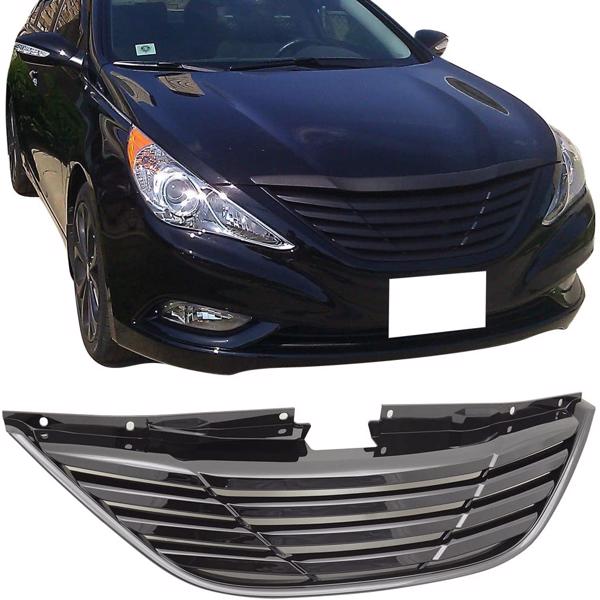 LEAVAN Front Hood Bumper Grille Grill for 2010-2014 Hyundai Sonata Horizontal Style ABS