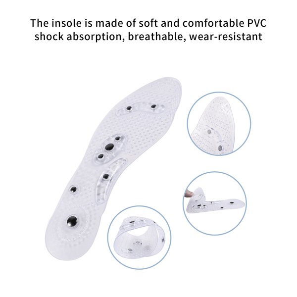 4 Pairs Transparent Massage Insole Comfortable Acupressure Shoe Pad 8 Magnets Foot Massage Mat Cuttable Household Therapy Insole Wear-Resistant Foot Massage Insole Tool
